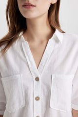 Defacto Kadın Short Sleeve Shirt V2523AZ - Beyaz