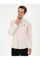 US POLO ASSN ERKEK DOKUMA GÖMLEK 1964729 - Gri/ Bej /Krem