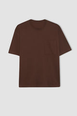 DEFACTO ERKEK T3661AZ T-SHIRT - Kahverengi