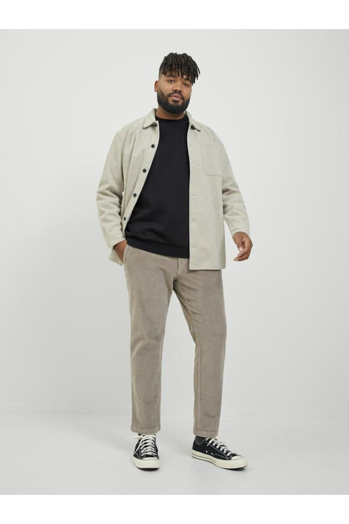 Jack & Jones Plus Bradley Erkek Büyük Beden Sweatshirt 12250594 - Siyah