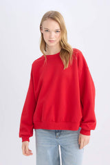 Defacto Kadın Sweat Shirt A4177AX - Kırmızı