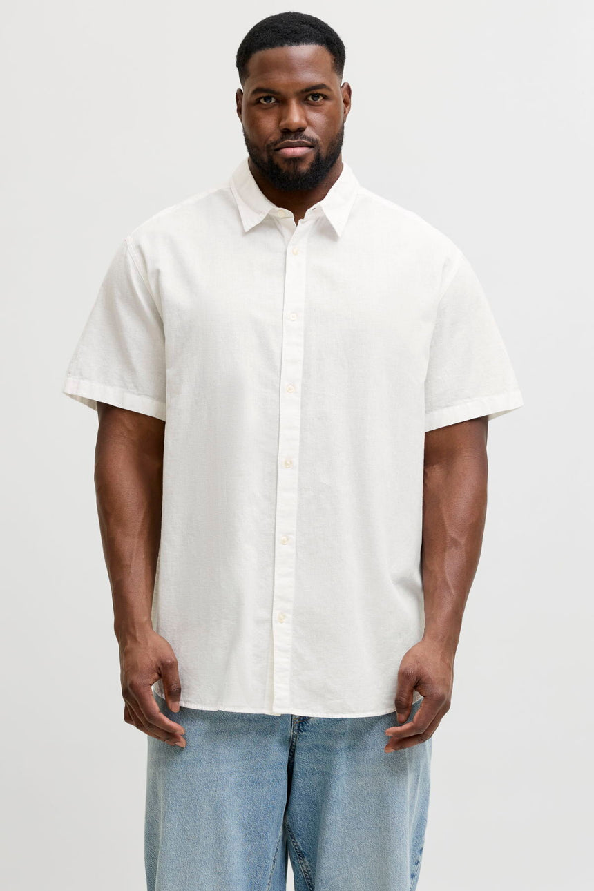 JACK&JONES JJEBREEZE LINEN BLEND SHIRT S/S SN PLS 12294285 - Beyaz