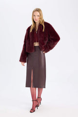 Defacto Kadın Knitted Skirt D4638AX - Bordo