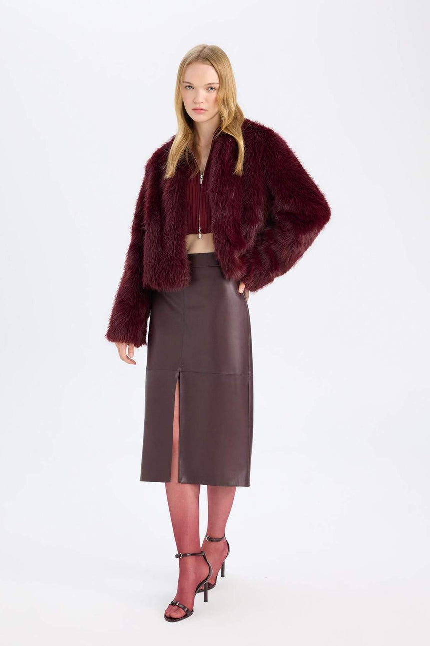 Defacto Kadın Knitted Skirt D4638AX - Bordo