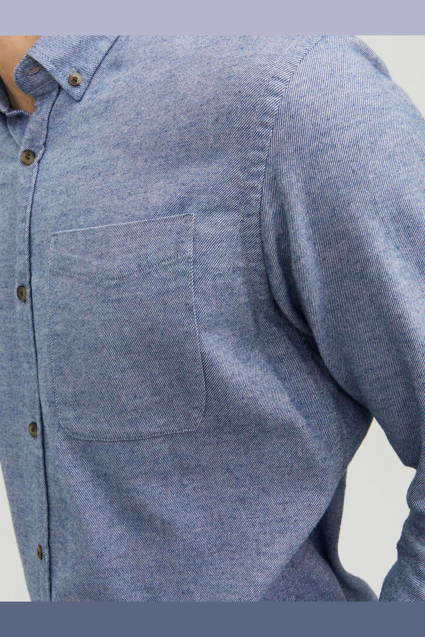 JACK&JONES JJECLASSIC MELANGE SHIRT LS NOOS 12235974 - Mavi