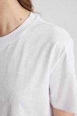 DeFacto W9584AZ Kadın T-Shirt - Mor Beyaz
