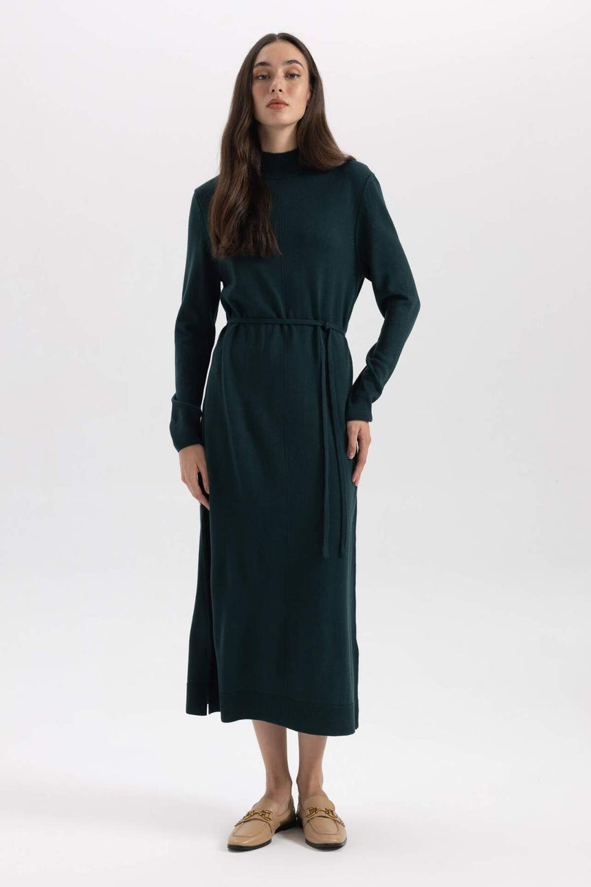 Defacto Kadın Long Sleeve Trico Dress A9807Ax - Yeşil