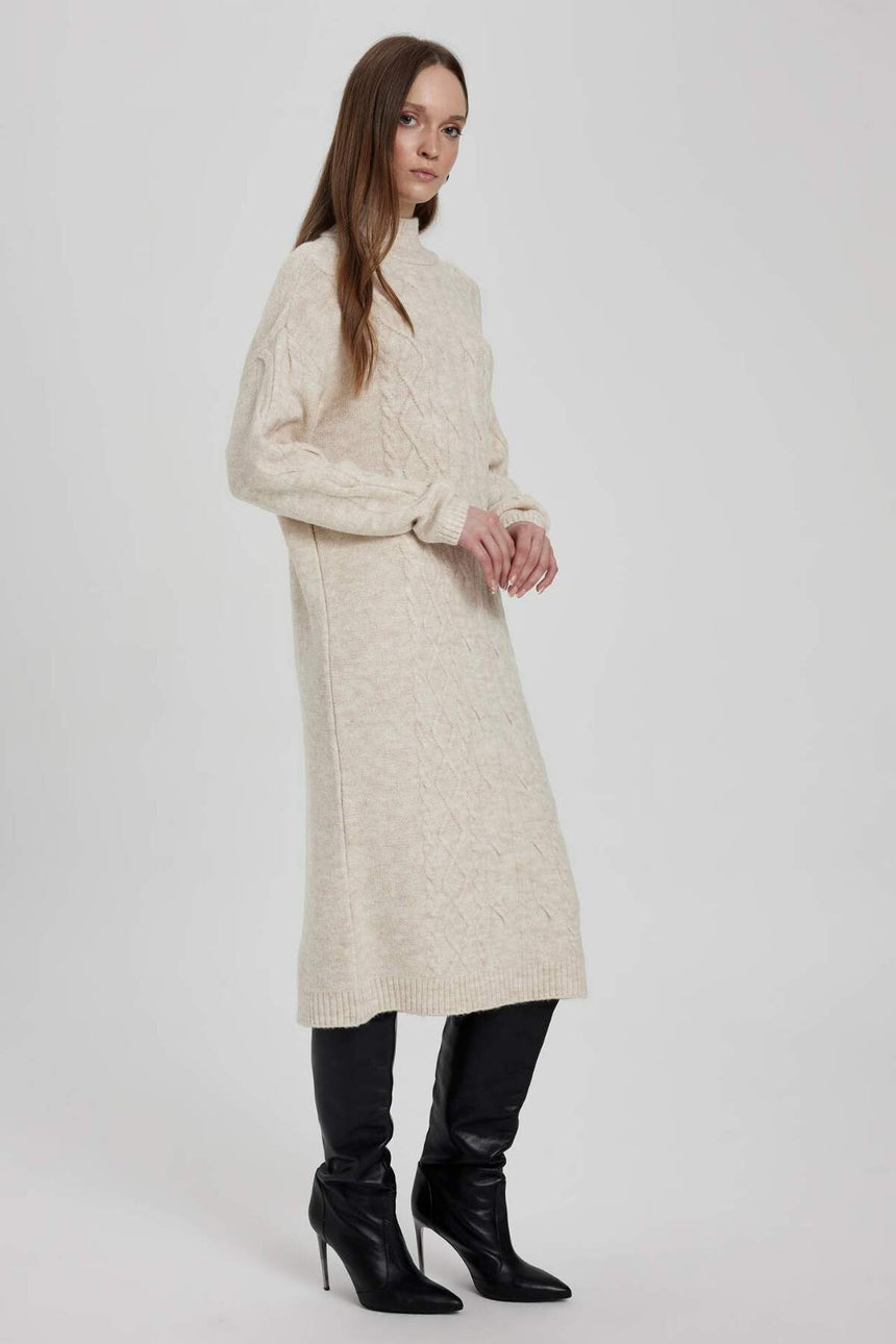 Defacto Kadın Long Sleeve Trico Dress Y2073Az - Ekru
