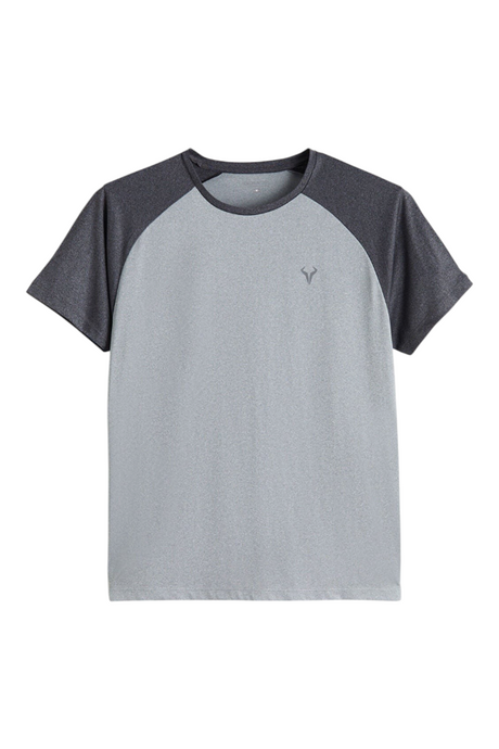 Sporline LC Waikiki erkek açık gri ve koyu gri reglan kollu kısa kollu pamuklu t-shirt