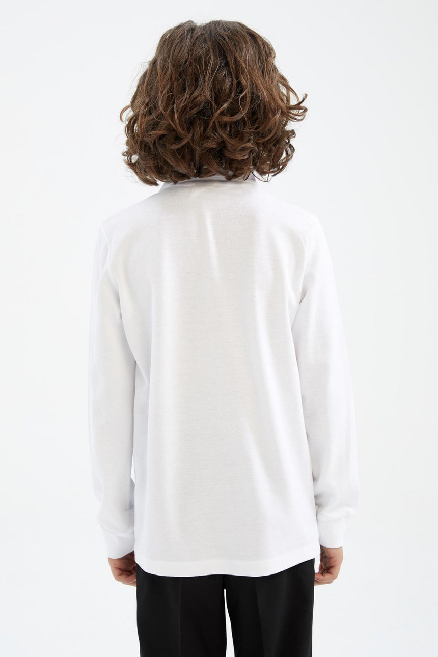 Defacto Çocuk Long Sleeve Polo T-Shirt L0288A6 - Beyaz