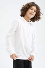 DeFacto L0288A6 Çocuk Polo Yaka T-Shirt - Beyaz