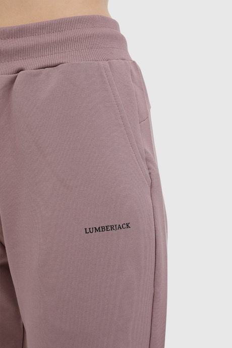 Sporline Lumberjack pastel mor renkli, jogger kesim, polyester karışımlı kadın eşofman altı detayı