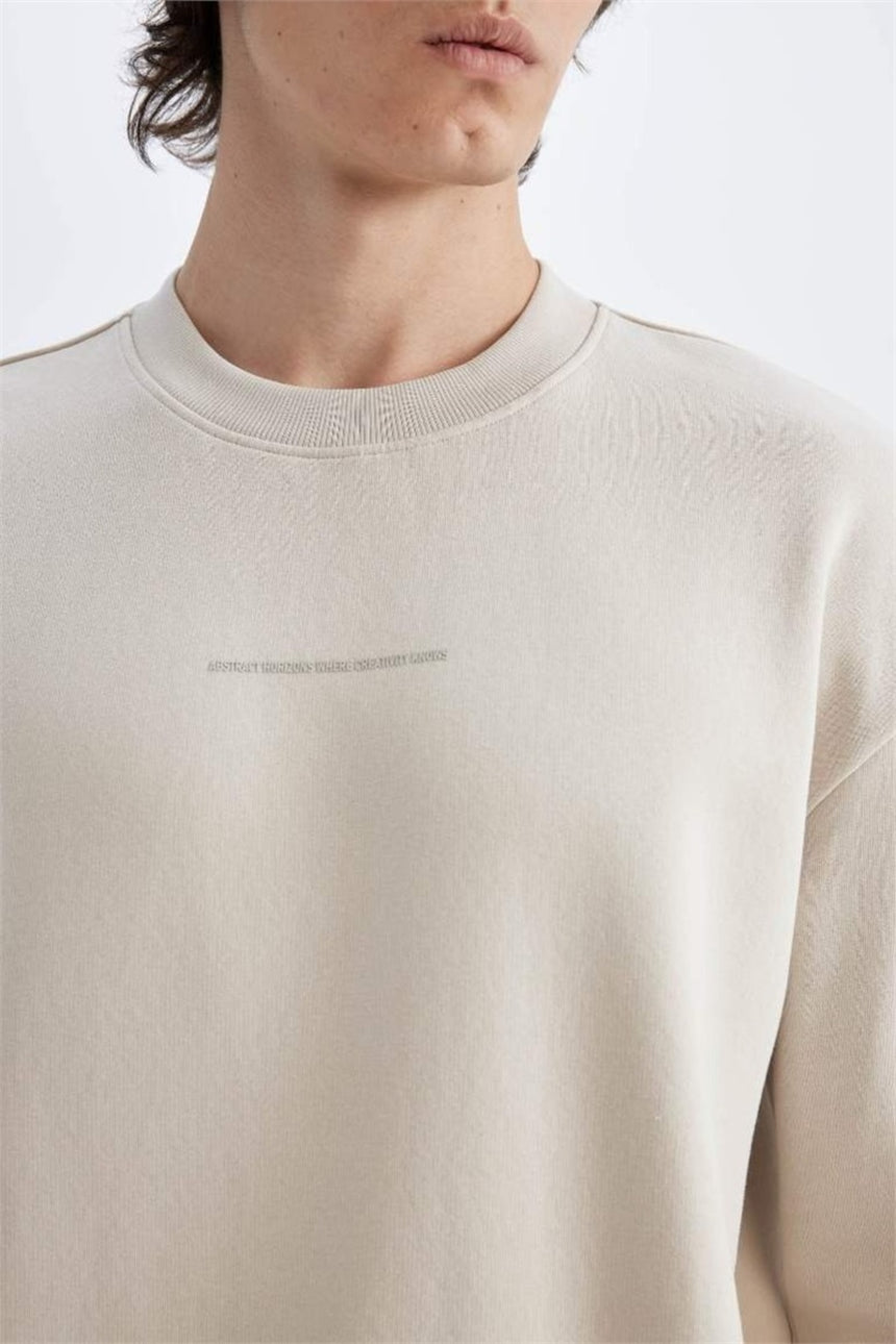 Defacto Erkek Sweat Shirt X8282Az - Kahverengi / Kum Beji