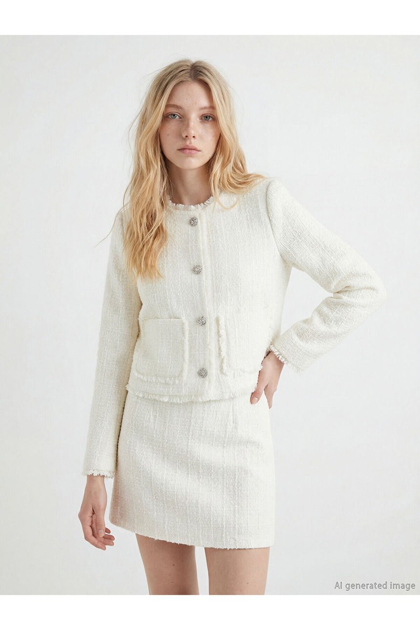 LCW KADIN S6OD27B8 CKT,CHANY-JACKET-TR - Ekru