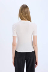 DeFacto E5068AX Kadın T-Shirt - Ekru