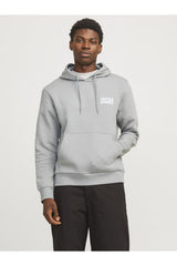 Jack & Jones Corp Logo Erkek Kapüşonlu Sweatshirt 12152840 - Gri