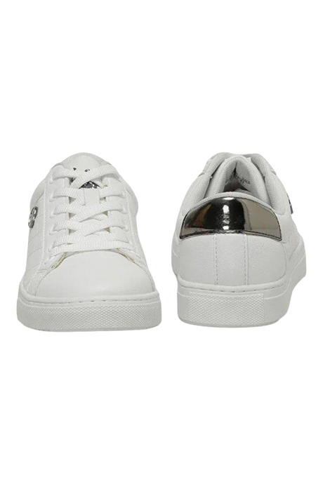 Sporline U.S. Polo Assn. beyaz PU kadın sneaker, topuk kısmında metalik detaylı günlük spor ayakkabı