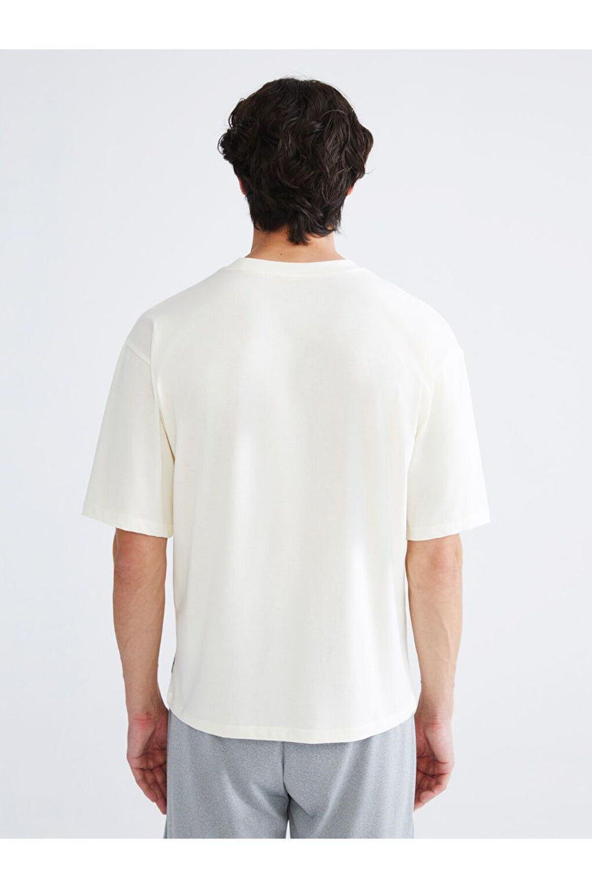 LC Waikiki Erkek Kısa Kollu Oversize T-Shirt W5KD03C8 - Ekru