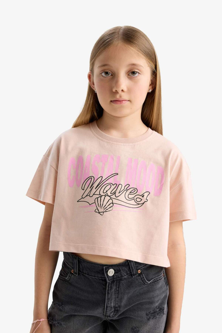 Defacto Çocuk Short Sleeve T-Shirt E0385A8 - Pembe
