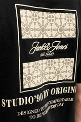 JACK&JONES JORCASSIS AOP ELEMENT TEE SS CN PLS 12297128 - Siyah