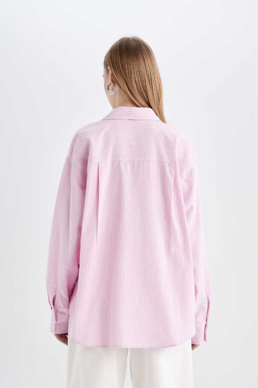 Defacto Kadın Long Sleeve Shirt D4015Ax - Açık Pembe