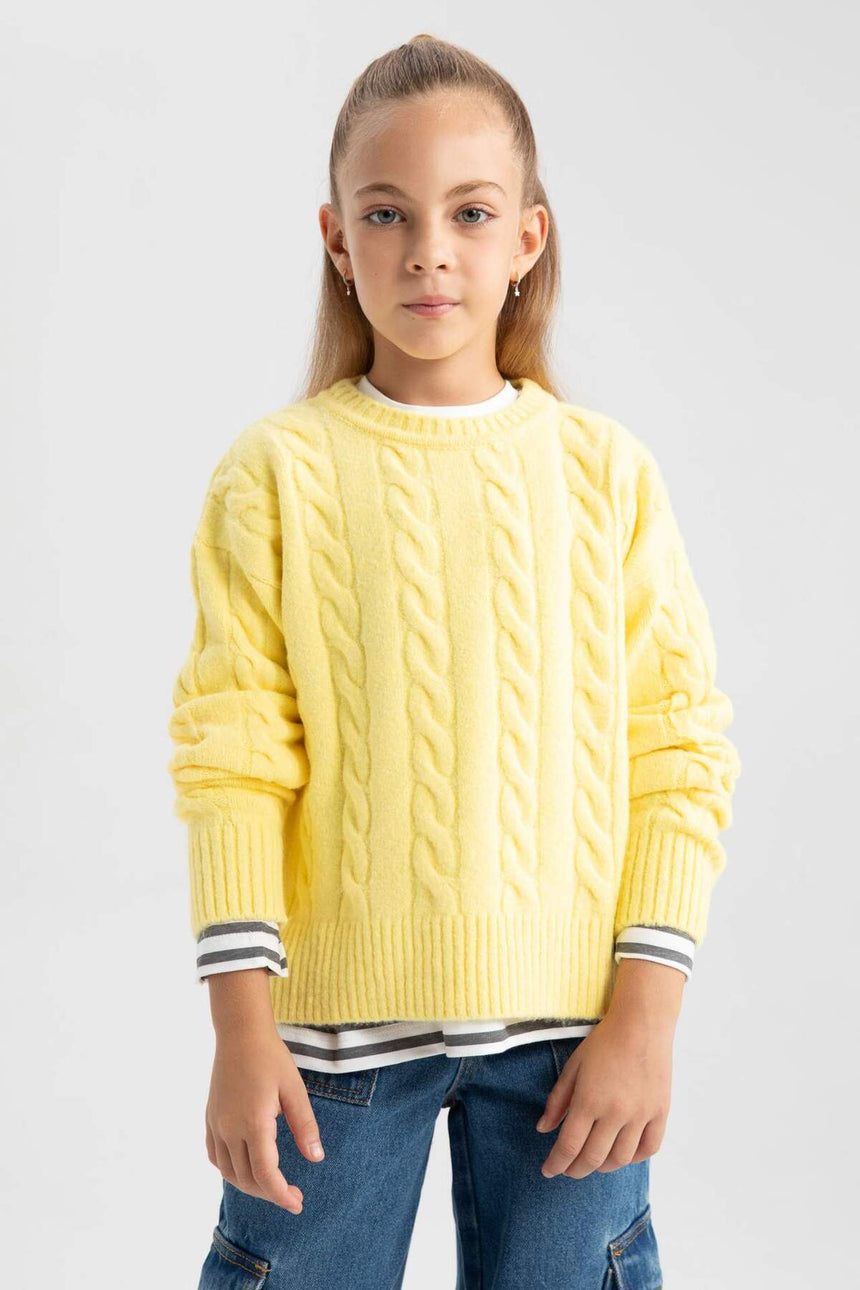 Defacto Çocuk Pullover B1556A8 - Açık Sarı