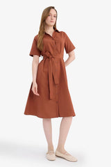 Defacto Kadın Short Sleeve Woven Dress E7114AX - Bordo