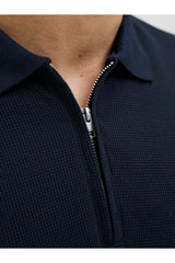 JACK&JONES POLO SHIRT MALE KNIT PRE58/CO39/EA3 12279177 - Koyu Lacivert