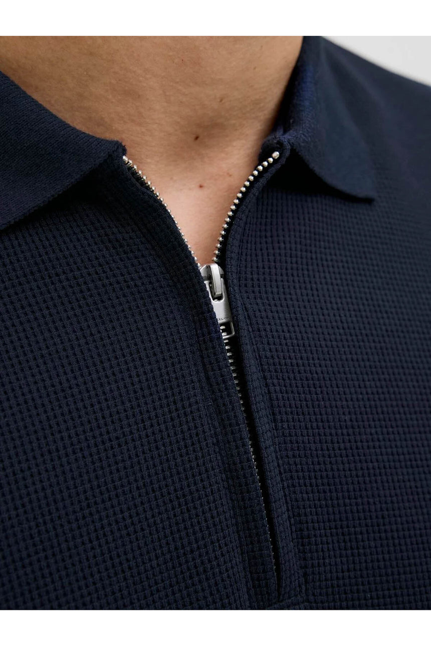 JACK&JONES POLO SHIRT MALE KNIT PRE58/CO39/EA3 12279177 - Koyu Lacivert
