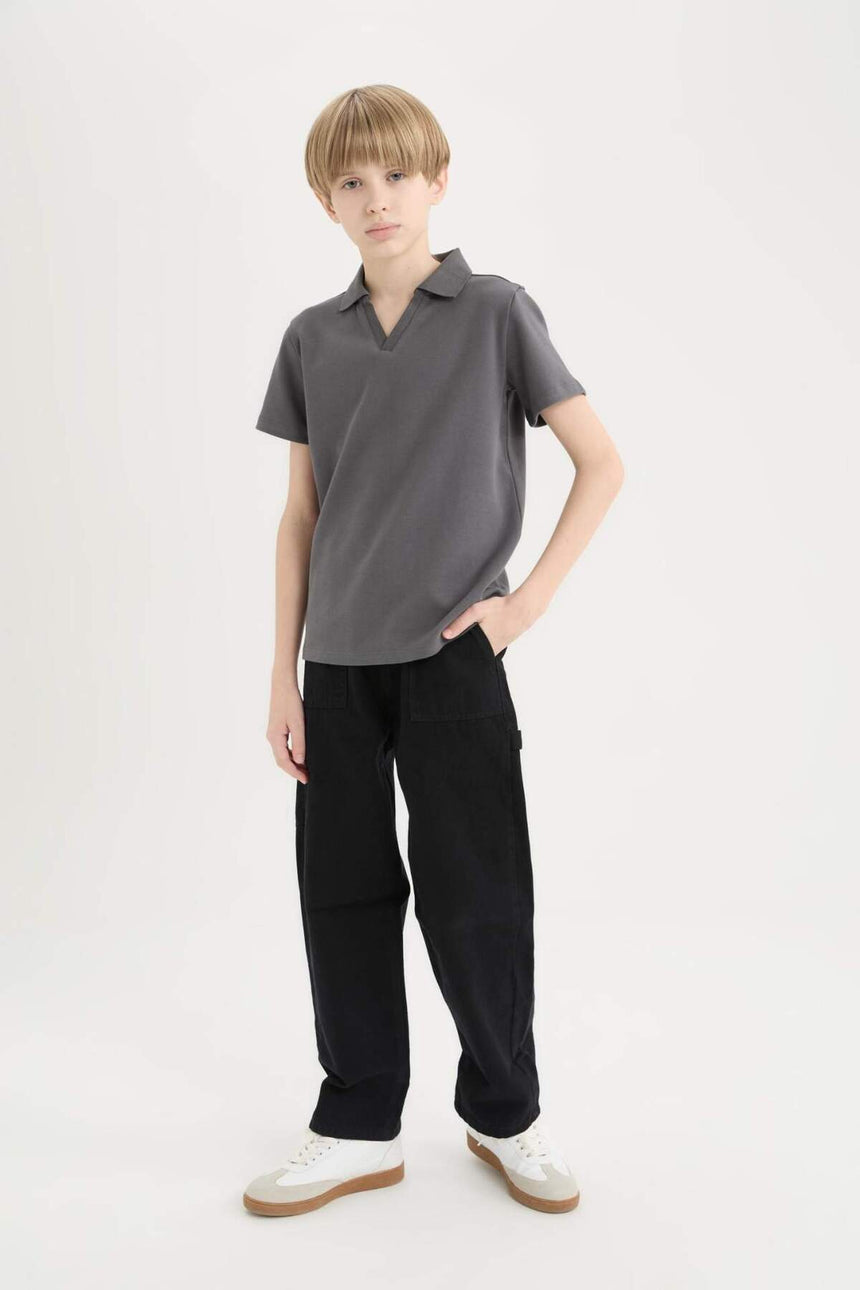 Defacto Çocuk Short Sleeve Polo T-Shirt D7755A8 - Antrasit