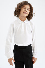 Defacto Çocuk Long Sleeve Polo T-Shirt L0288A6 - Beyaz