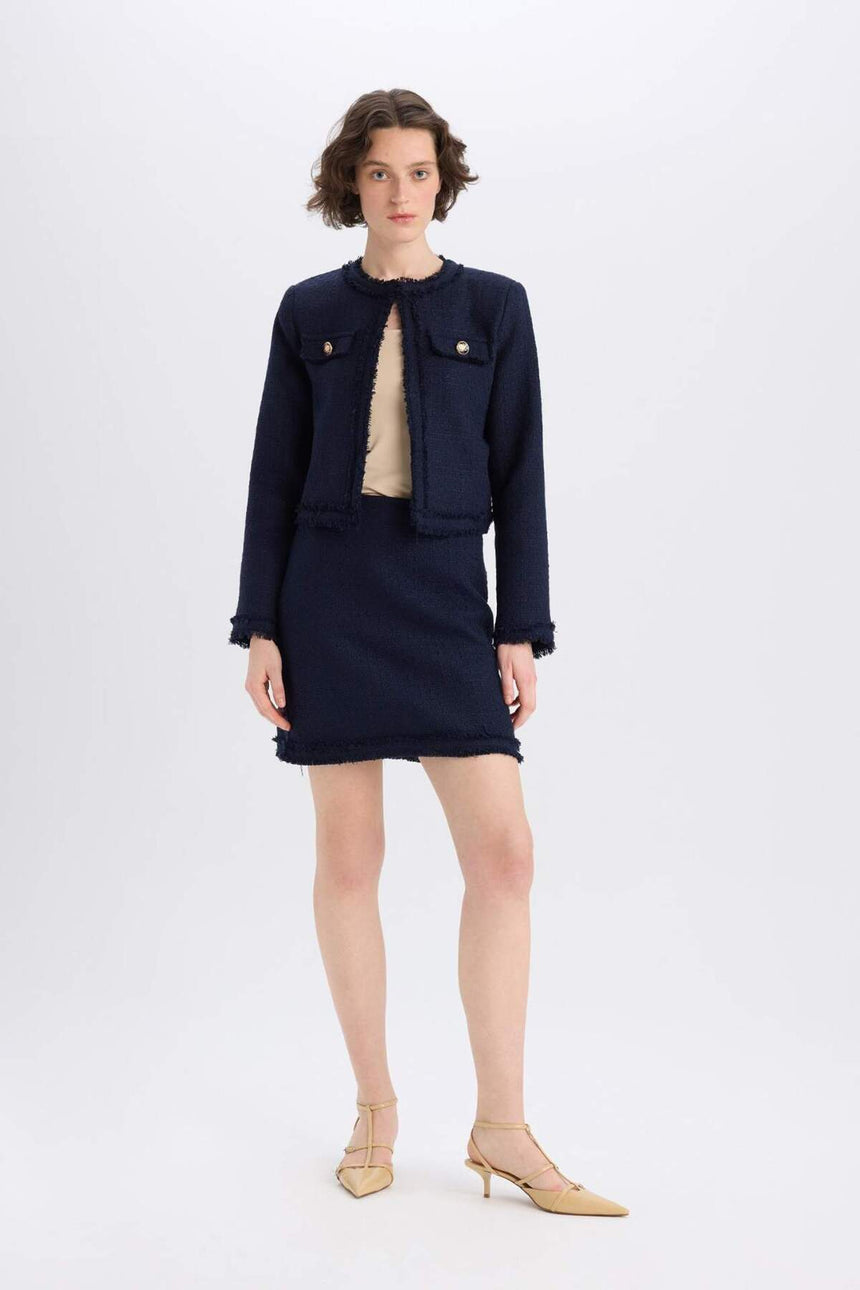 Defacto Kadın Woven Skirt D2870Ax - Koyu Lacivert