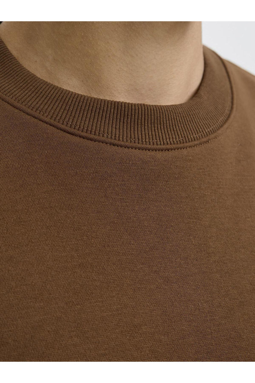 JACK&JONES JJEBRADLEY SWEAT CREW NOOS 12249341 - Kahverengi/ Turuncu