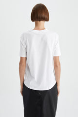 Defacto Kadın Short Sleeve T-Shirt W9584AZ - Mor/ Beyaz