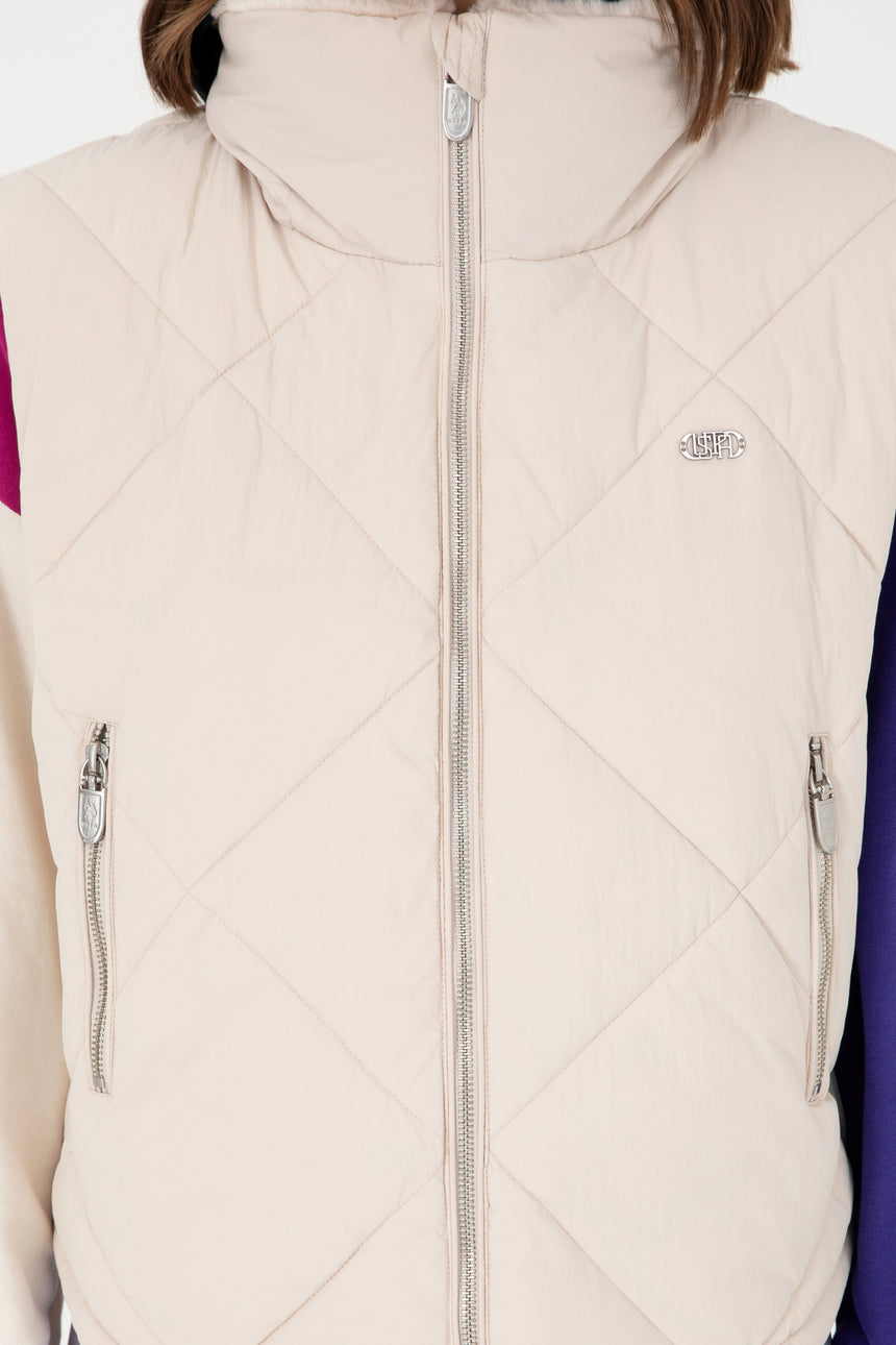 US POLO ASSN BAYAN DOKUMA YELEK 1939820 - Krem