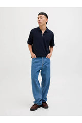 JACK&JONES POLO SHIRT MALE KNIT PRE58/CO39/EA3 12279177 - Koyu Lacivert