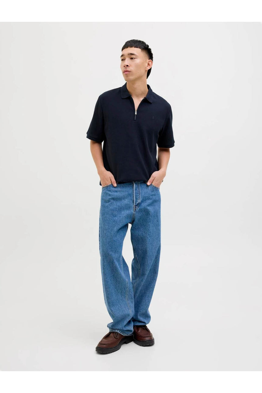 JACK&JONES POLO SHIRT MALE KNIT PRE58/CO39/EA3 12279177 - Koyu Lacivert