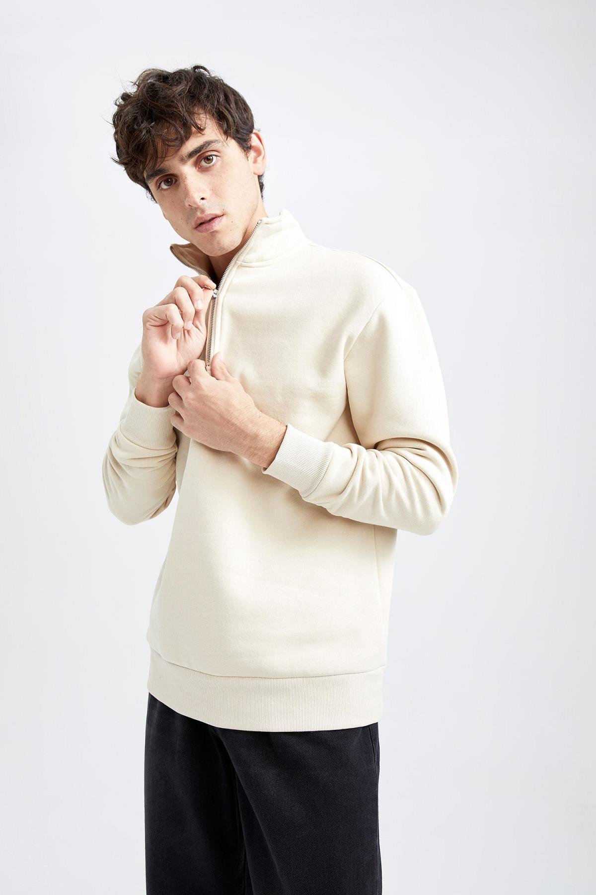 Defacto Erkek Sweat Shirt X7405AZ - Kahverengi / Kum Beji
