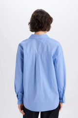 Defacto Kadın Long Sleeve Shirt W7702Az - Mavi