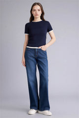 Defacto Kadın Short Sleeve T-Shirt F3504AX - Koyu Lacivert