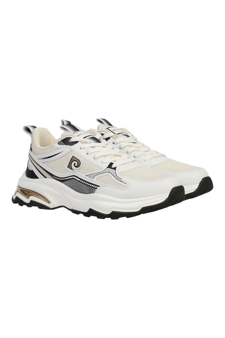 Sporline Pierre Cardin beyaz ve siyah detaylı suni deri erkek sneaker ayakkabı