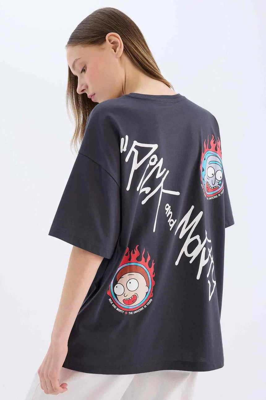 Defacto Kadın Short Sleeve T-Shirt D9127Ax - Antrasit