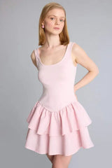Defacto Kadın Short Sleeve Knitted Dress H7108AX - Pembe