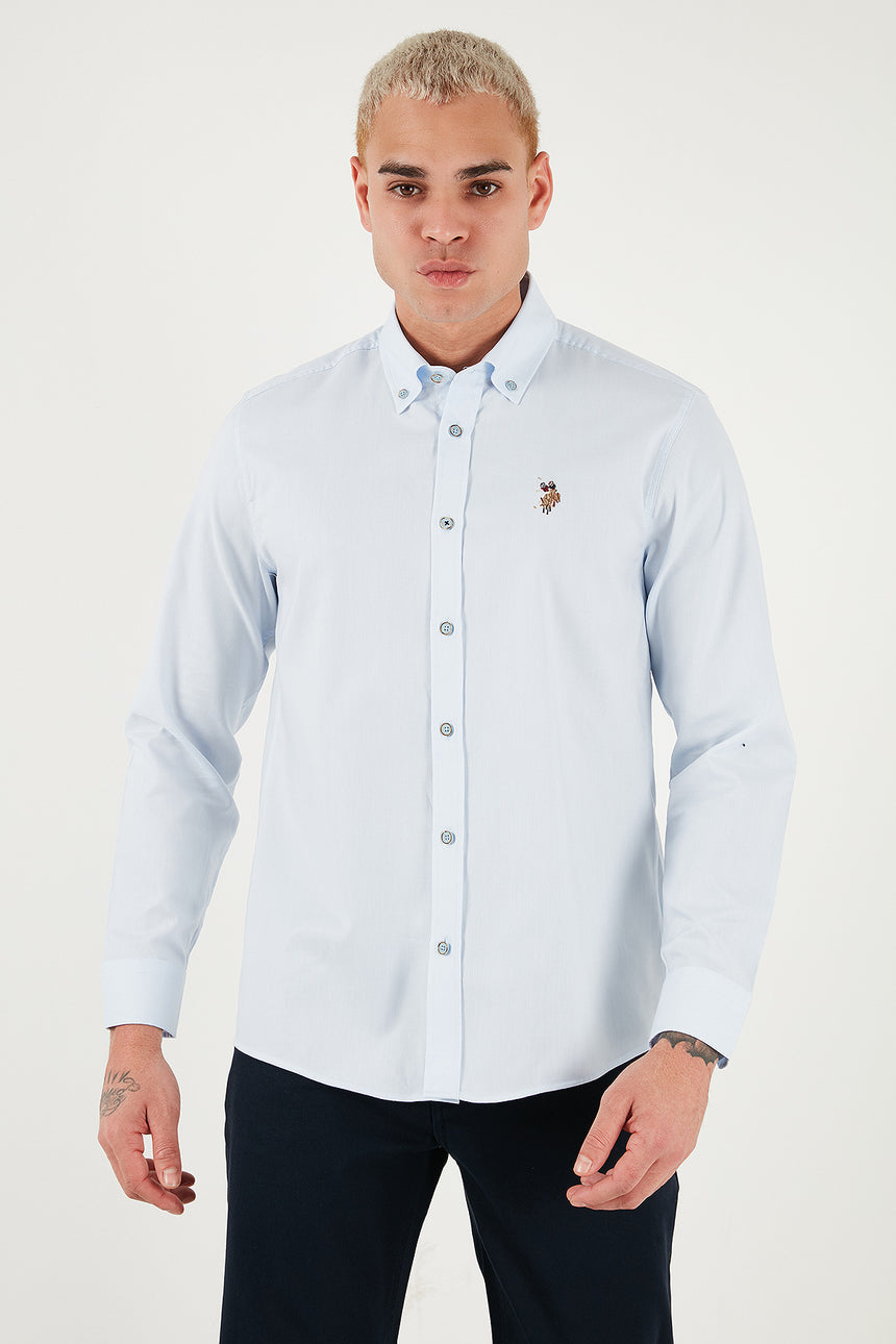US POLO ASSN ERKEK Dokuma Gomlek G081SZ004 - AÇIK MAVİ