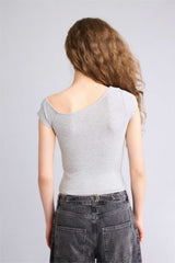 DeFacto G9735AX Kadın T-Shirt - Gri