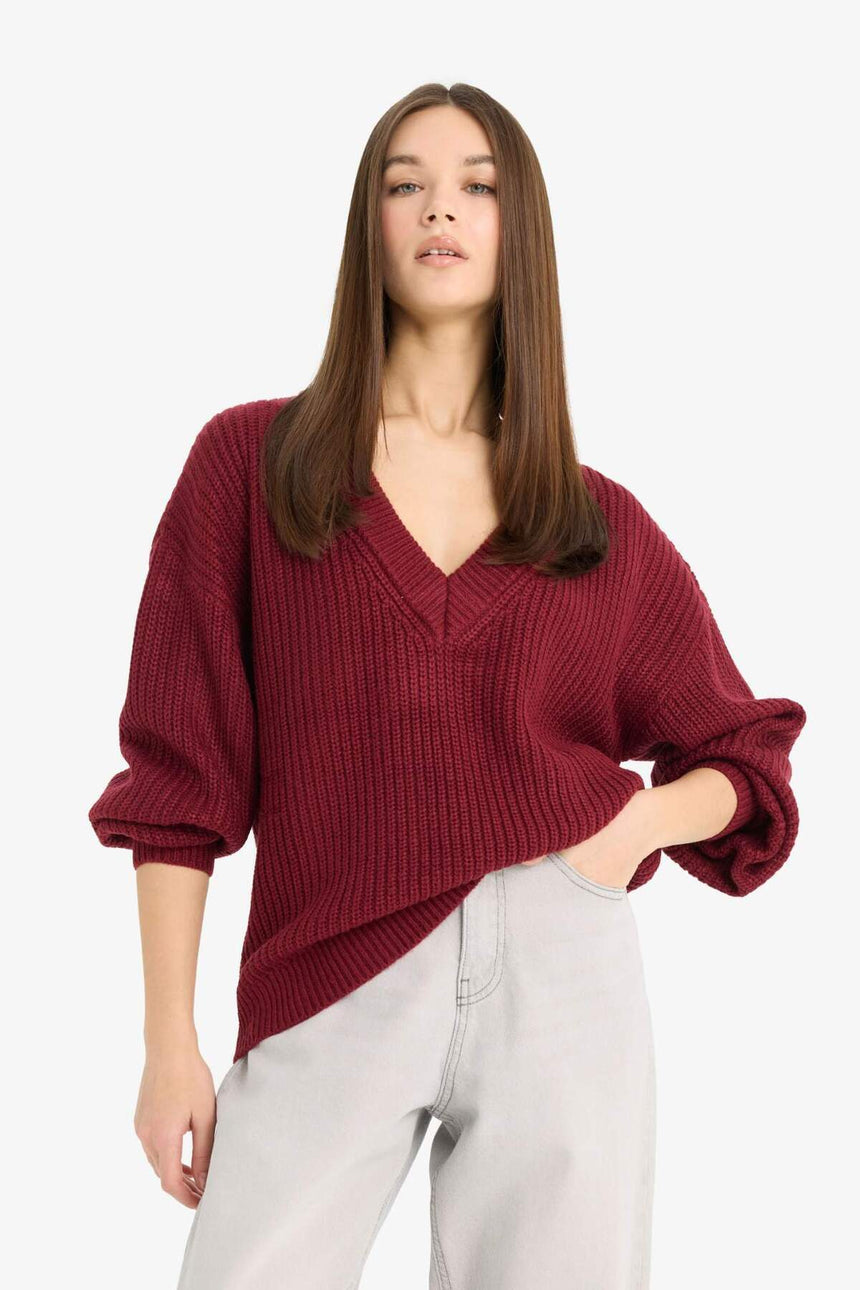 Defacto Kadın Pullover Z7135Az - Bordo