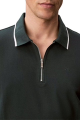 Sporline Calvin Klein yeşil renkli, fermuarlı polo yaka erkek tişört, %100 pamuklu regular kesim tasarım.