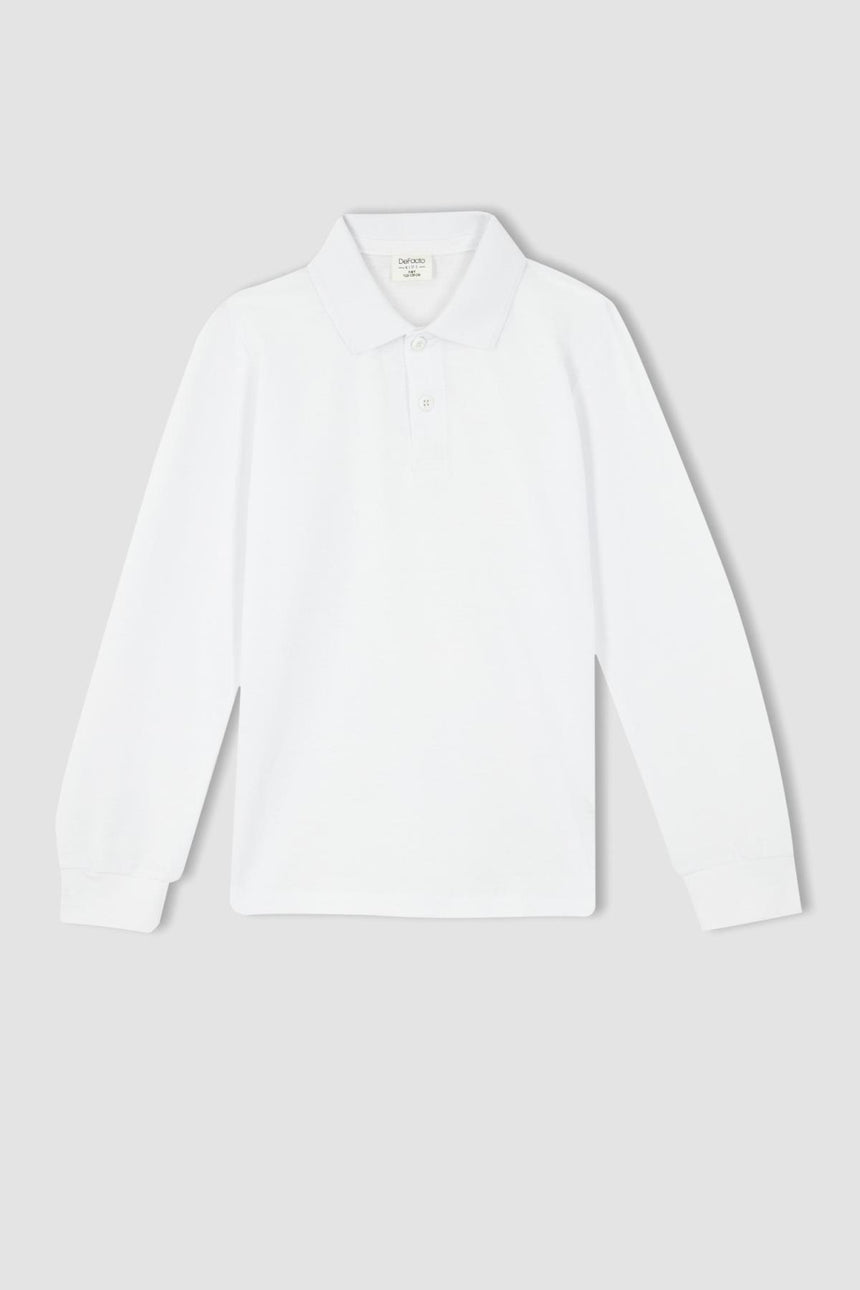 Defacto Çocuk Long Sleeve Polo T-Shirt L0288A6 - Beyaz