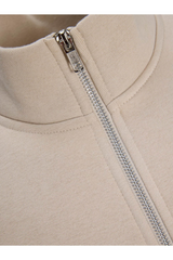 Sporline Jack & Jones gri renkli, dik yakalı ve yarım fermuarlı pamuk karışımlı erkek sweatshirt detayı