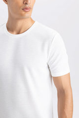 Defacto Erkek T-Shirt M6608Az - Ekru